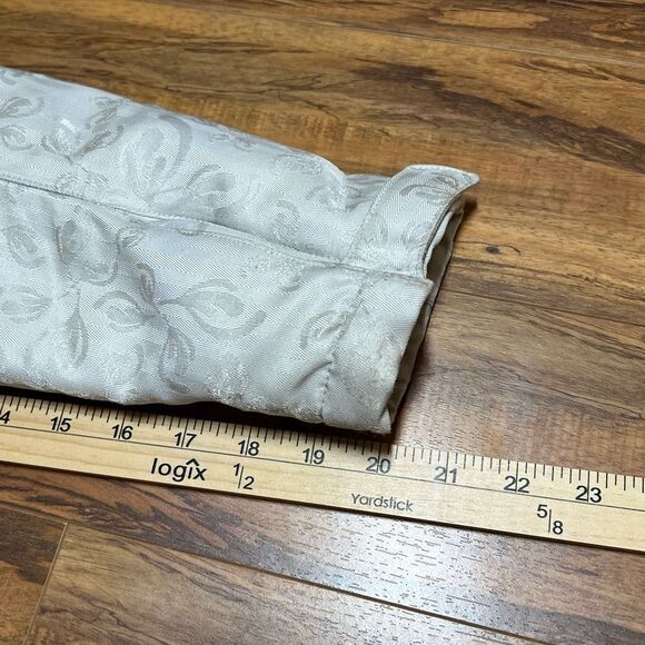 Helly Hansen Vtg White Gold Floral Parka Puffer Hood Hilton Winter Ski Jacket S - Picture 12 of 12